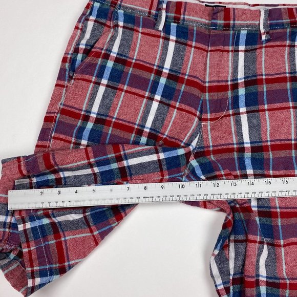 J.CREW Rivington Linen Blend Shorts Mens 31 Red Check Plaid Chino Bermuda J Crew - Picture 9 of 9